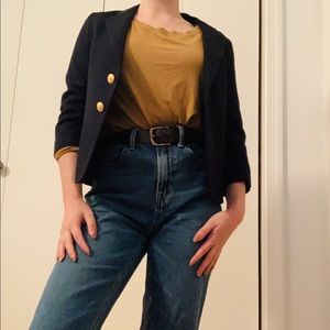 Vintage Navy Blazer with 3/4 length sleeves